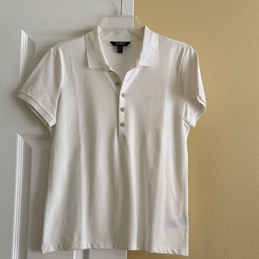 Ralph Lauren White Polo Shirt Sz M